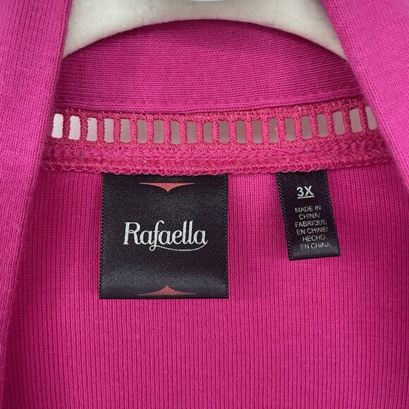 Rafaella Plus Size 3X Open Front Cardigan Sweater Ladder Stitch Fuchsia Pink - Picture 6 of 7